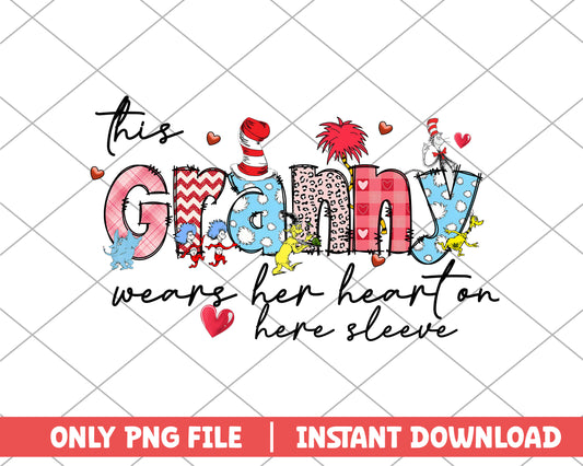 This granny wears her heart on here sleeve png 