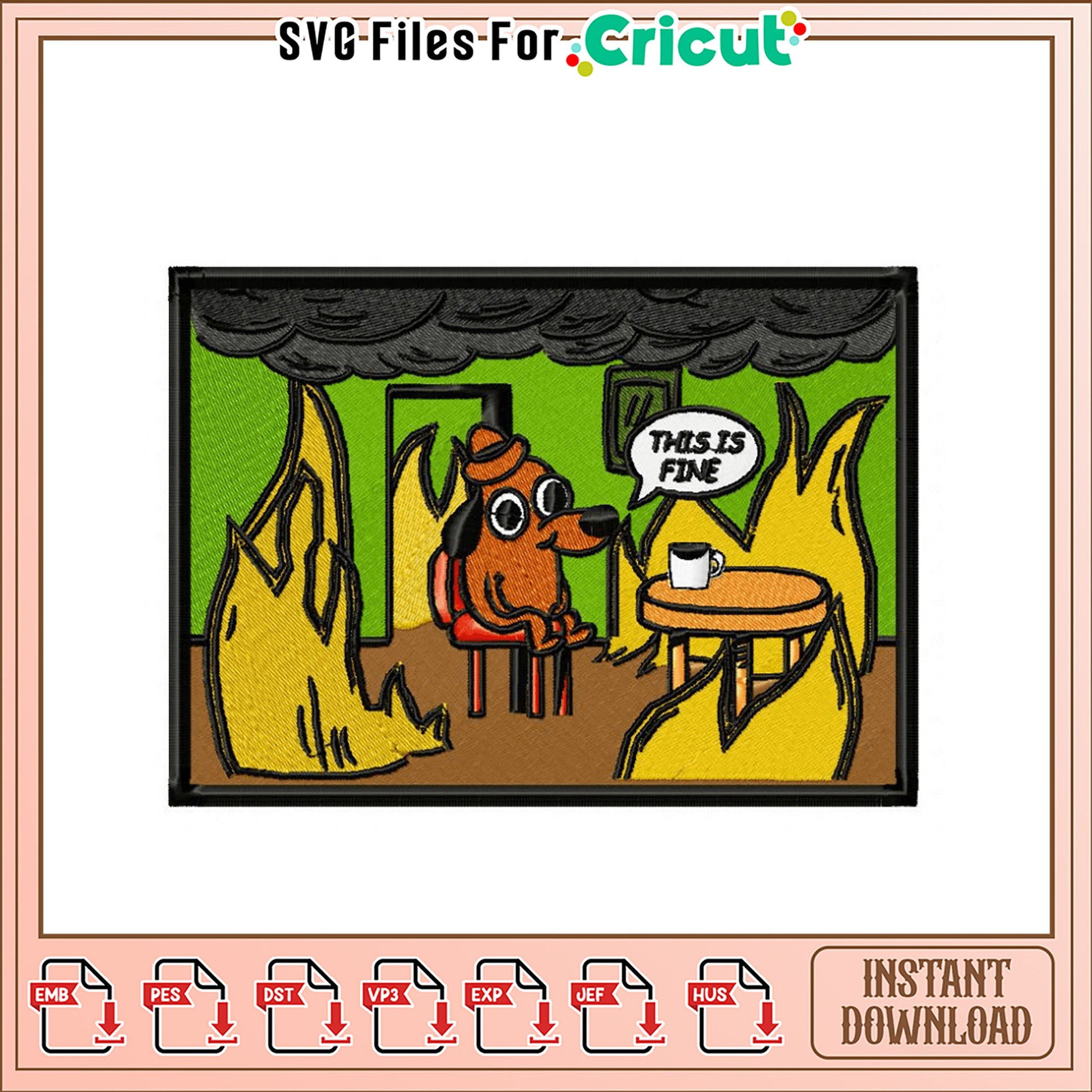 This is Fine Dog Embroidery Design Instant Download