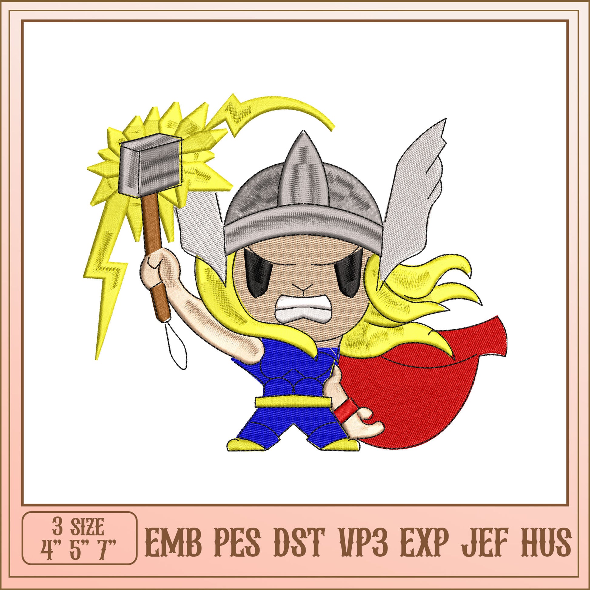 Thor Embroidery Design - 3 Sizes