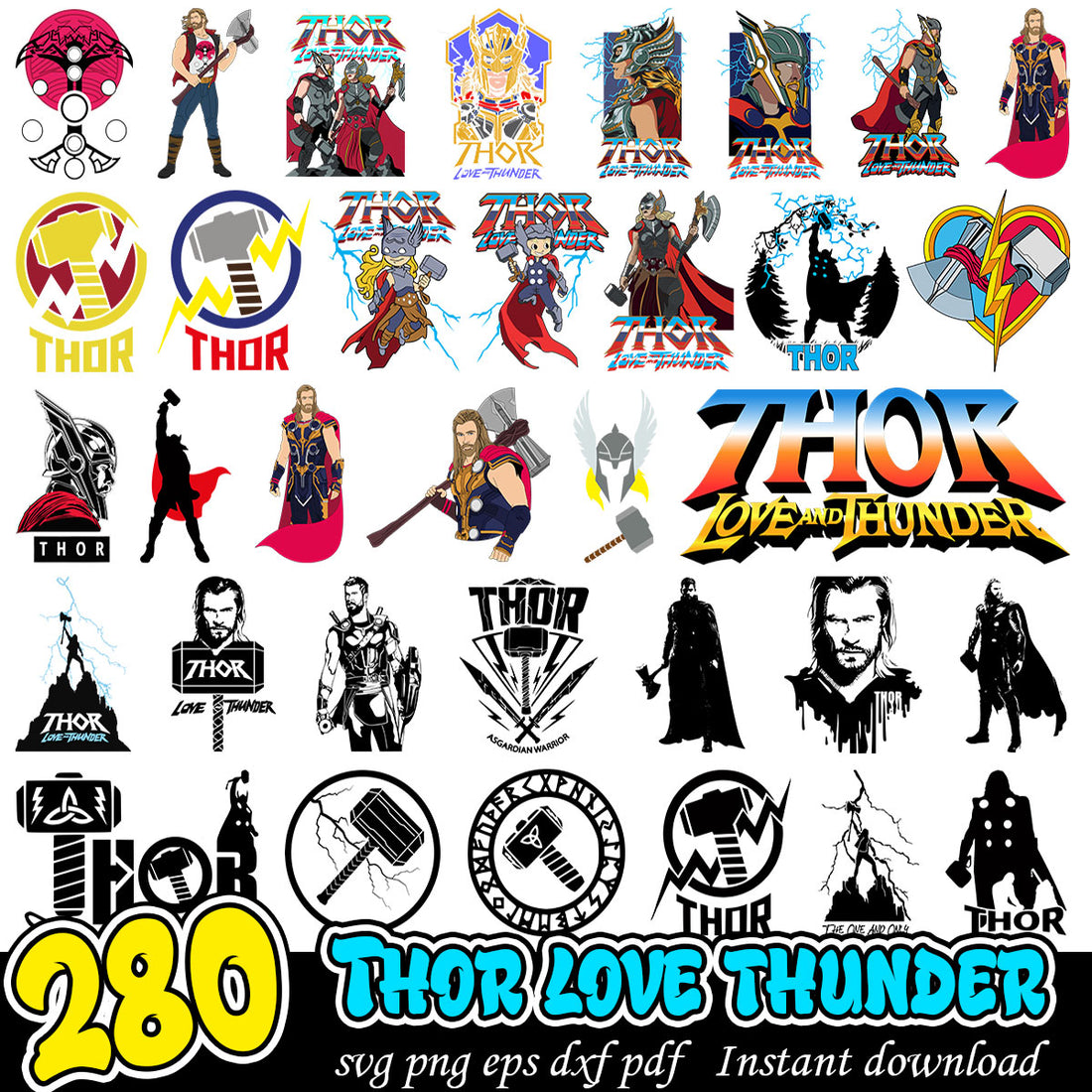 Thor Fo Thor Love Thunder Bundle, Thor superheroes movies svg bundle, Marvel b ...