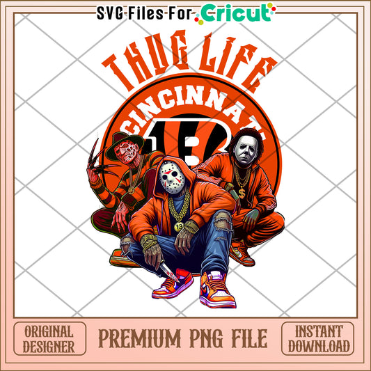 Thug Life Cincinnati PNG Design, perfect for Cricut projects