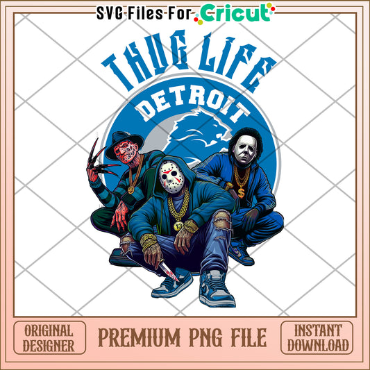 Thug Life Detroit PNG design, perfect for crafting projects
