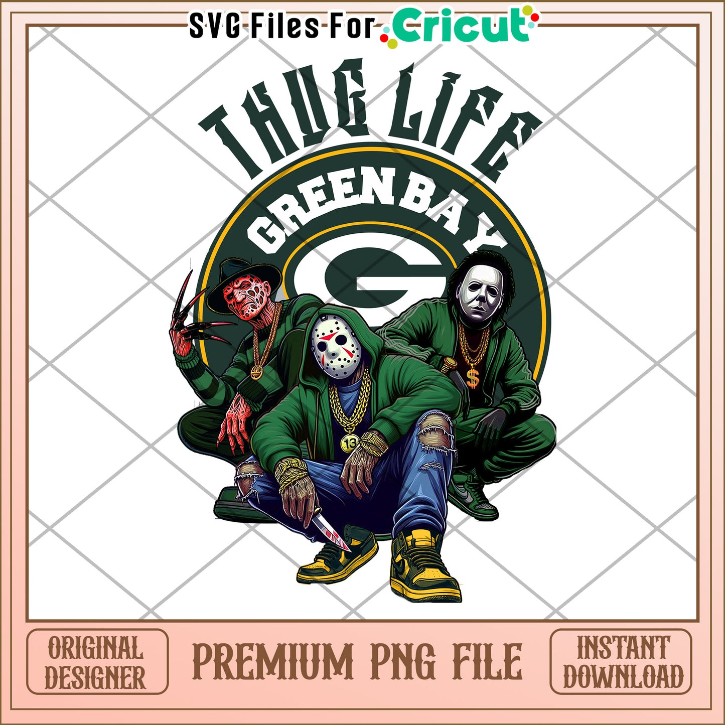 Thug Life Green Bay PNG Design, Premium Quality for Cricut Use