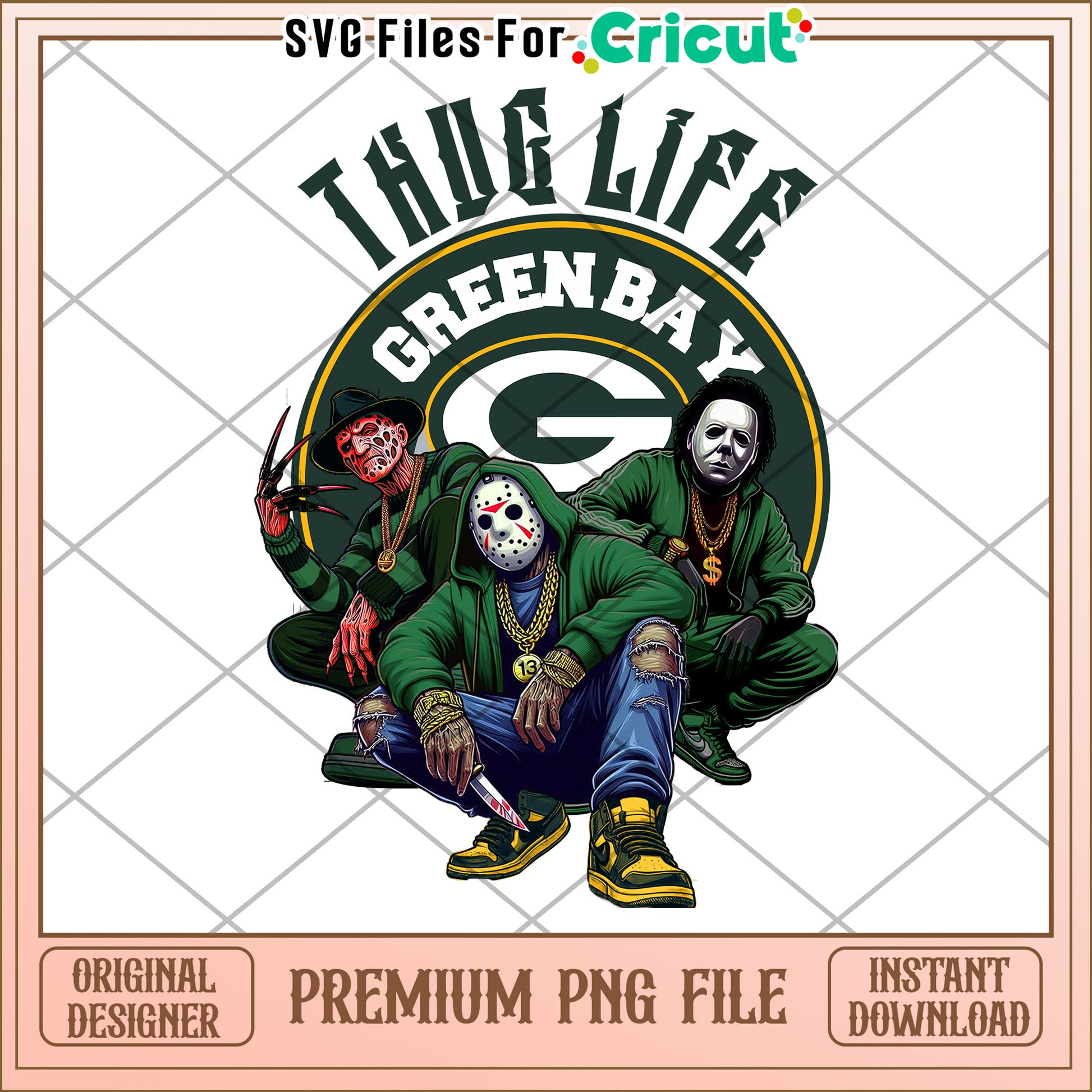 Thug Life Green Bay PNG Design, Premium Quality for Cricut Use