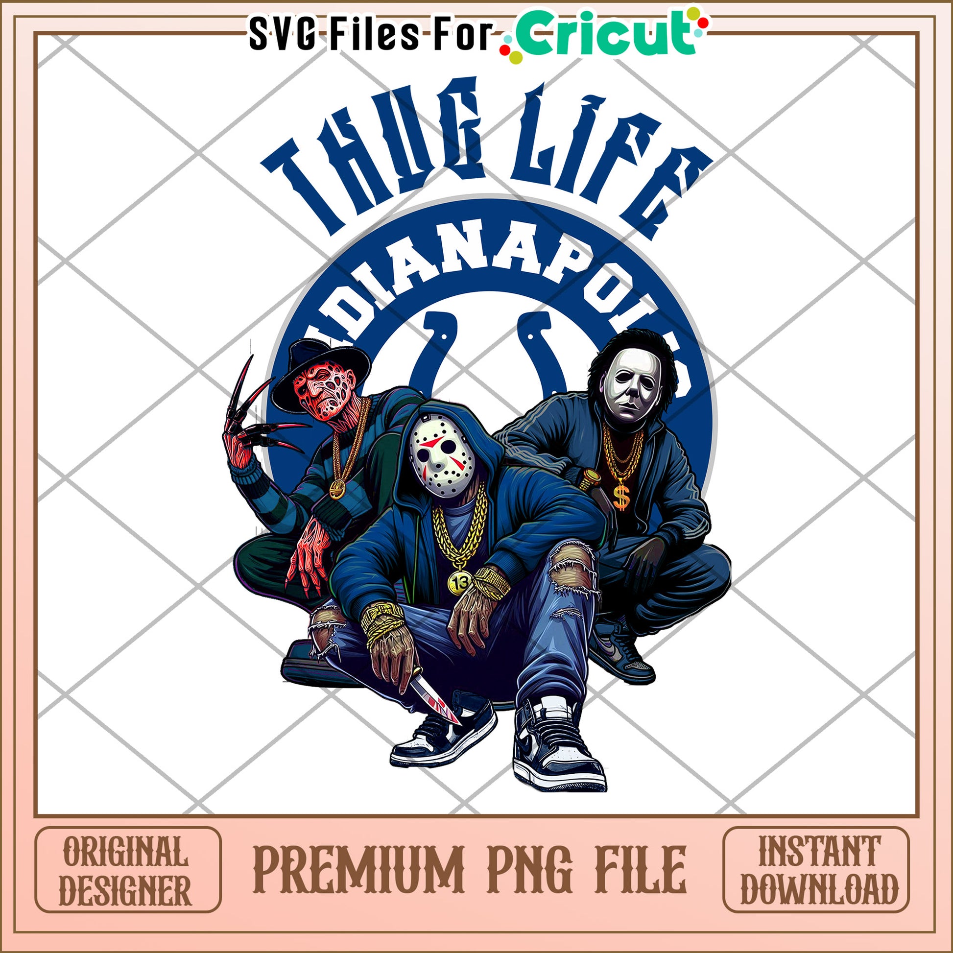 Thug Life Indianapolis PNG Design, Cool Graphic for Crafters