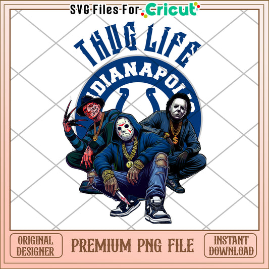 Thug Life Indianapolis PNG Design, Cool Graphic for Crafters