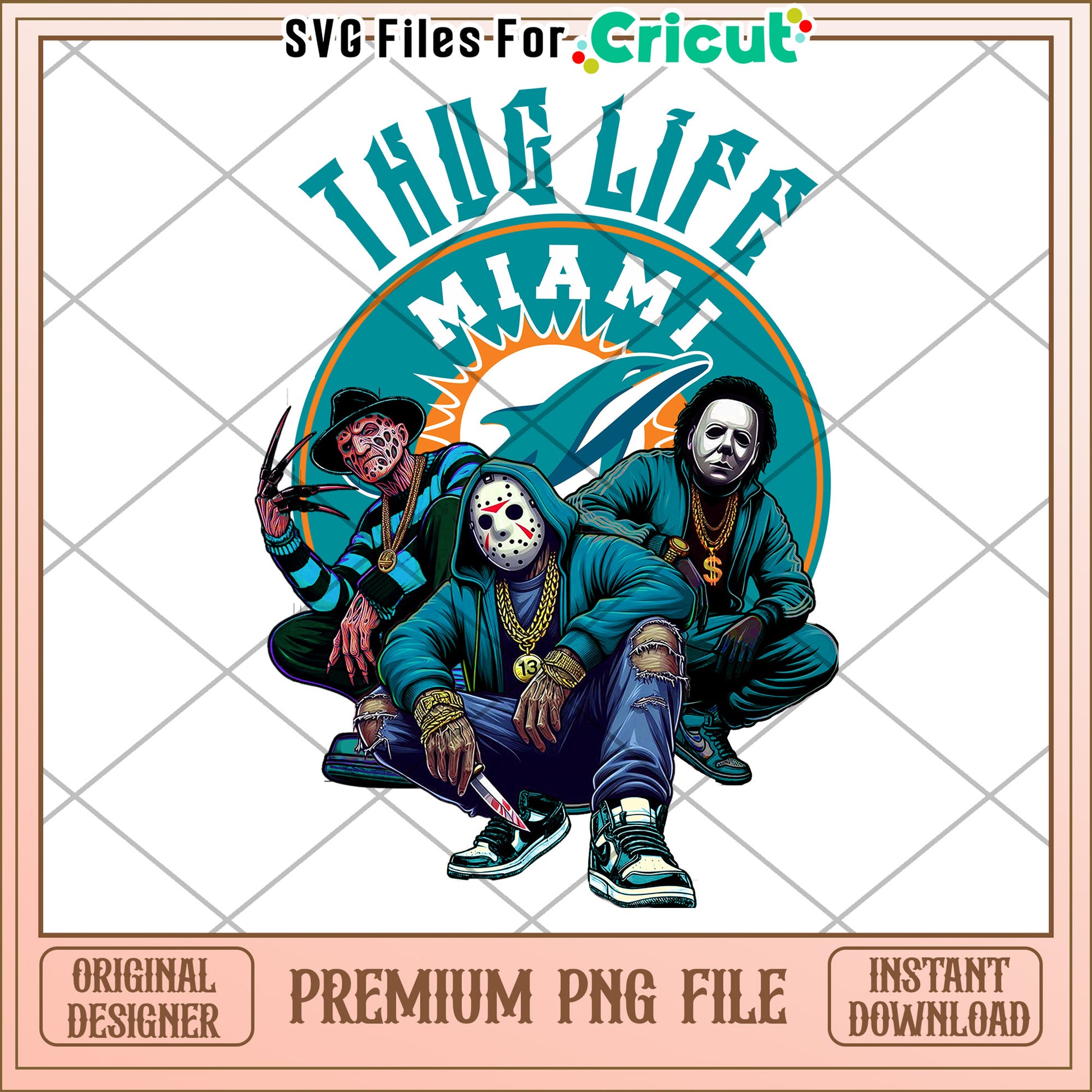 Thug Life Miami design for Cricut, premium PNG file for download