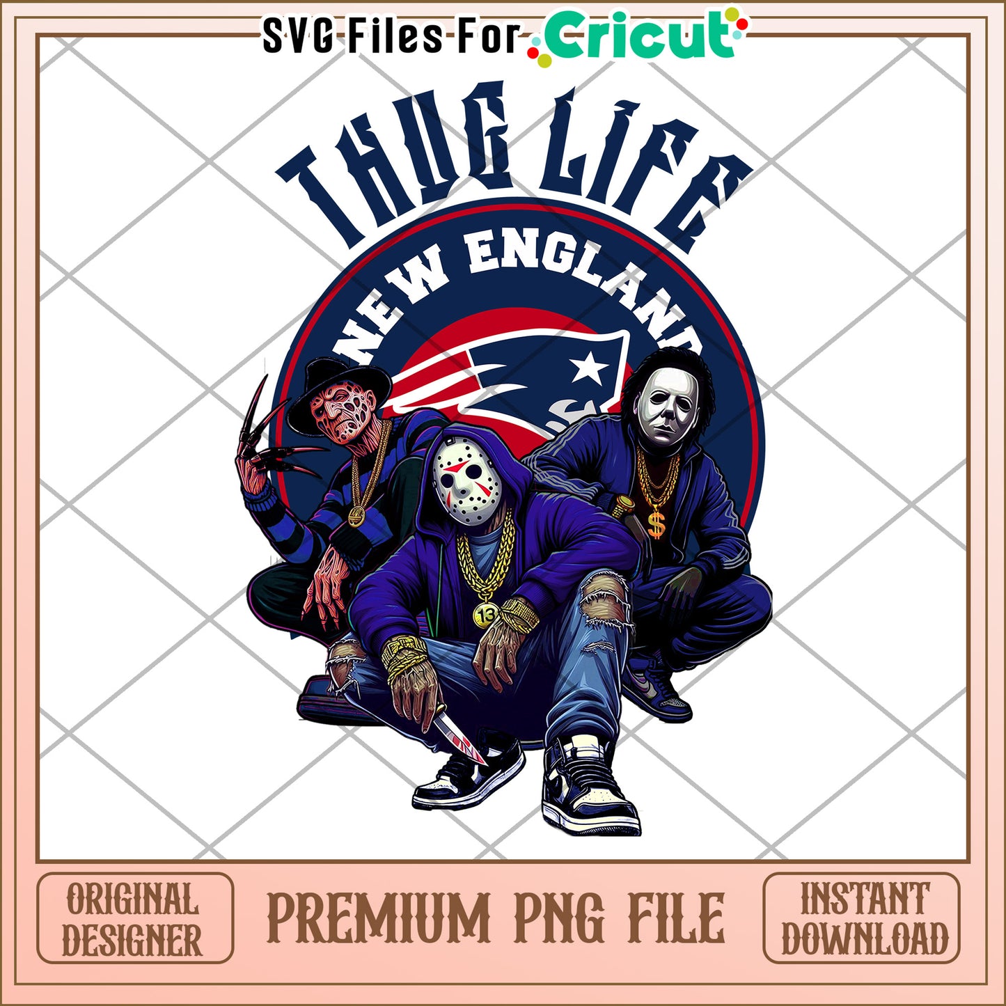 Thug Life New England PNG Design for Cricut, Instant Download File