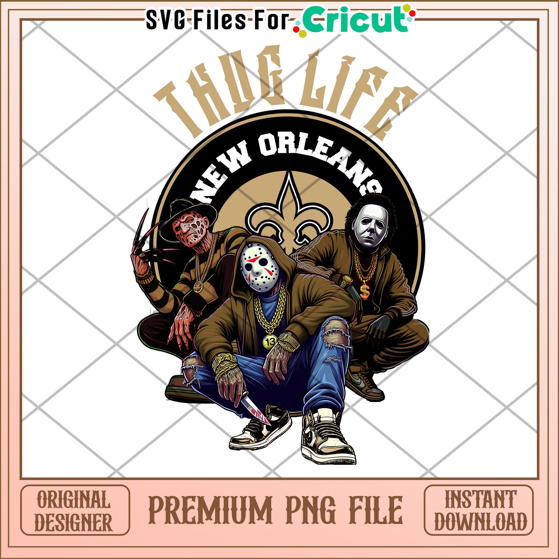 Thug Life New Orleans Design for Cricut, Premium PNG Instant Download