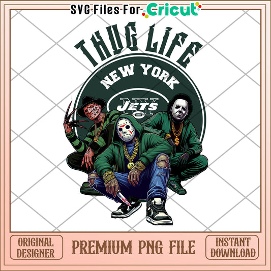Thug Life New York Jets design for Cricut, premium PNG file download
