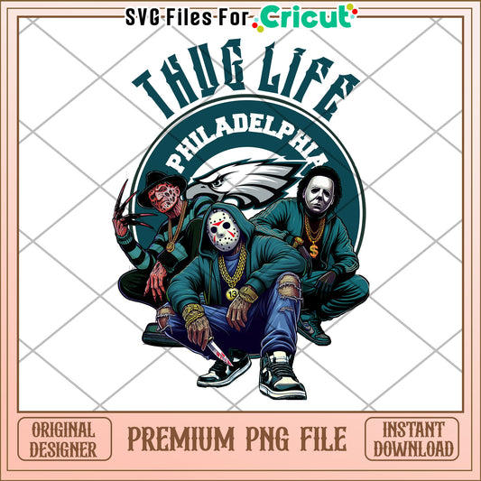 Thug Life Philadelphia Eagles Design, Premium PNG for Cricut