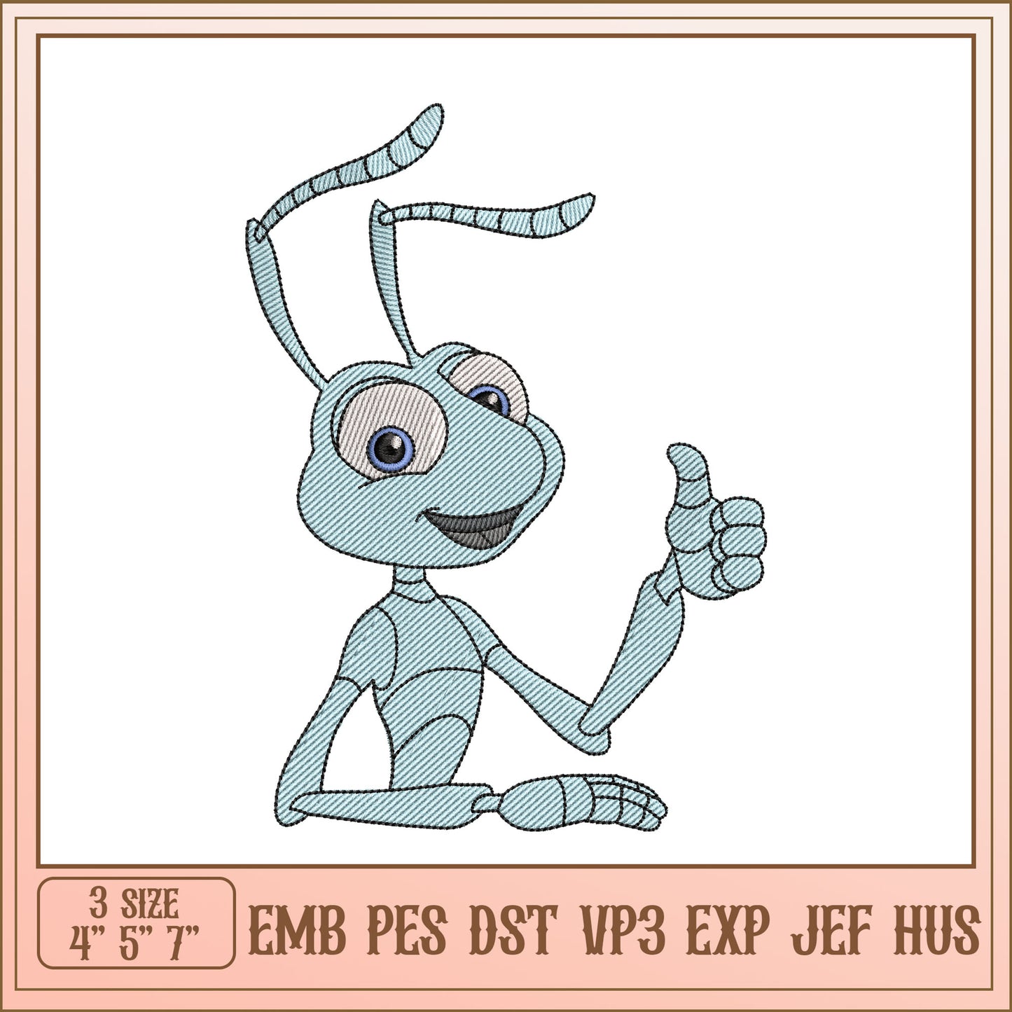 Thumbs Up Ant Embroidery Design