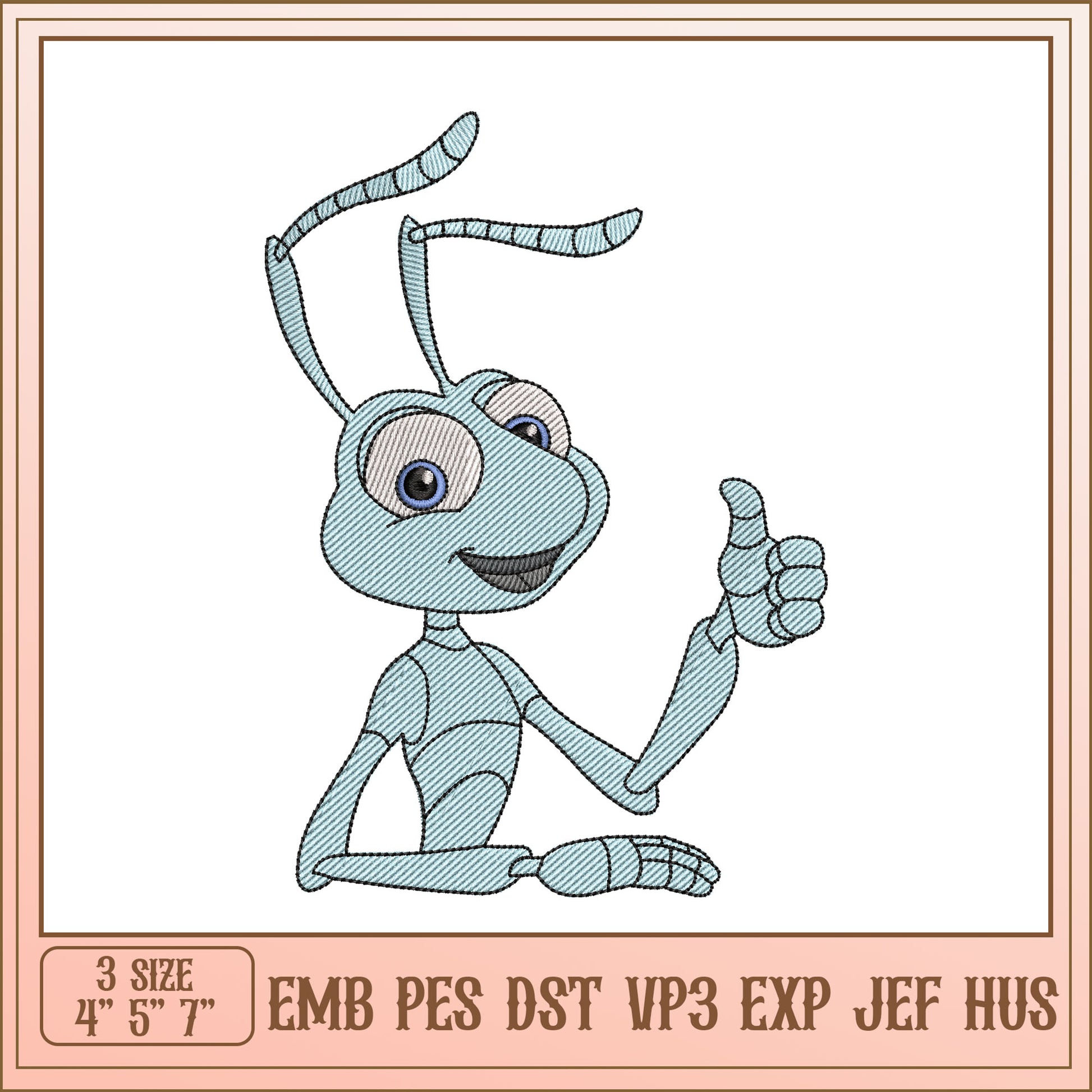 Thumbs Up Ant Embroidery Design
