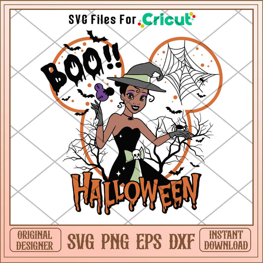 Tiana Princess Boo Halloween Svg,  Disney princess name svg,   digital download