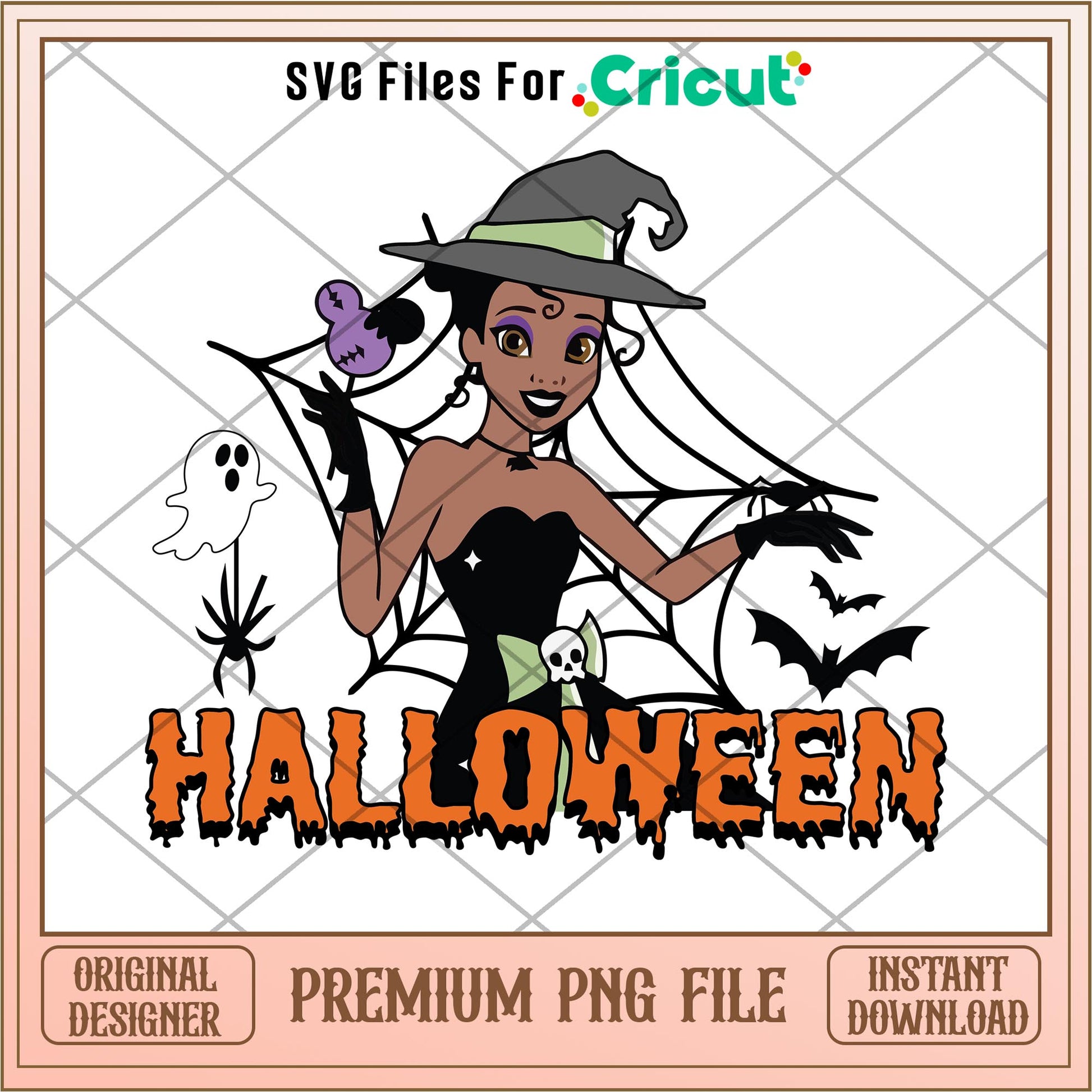 Tiana Princess Halloween png, Disney princess name png, digital download