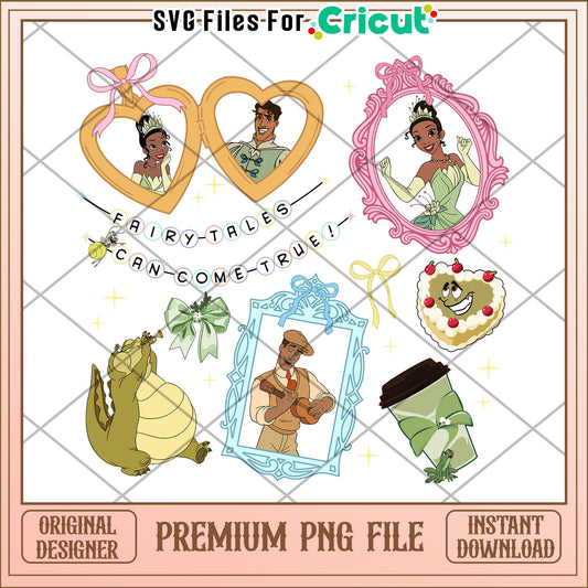 Tiana princess photo frame png, the princess and the frog characters png