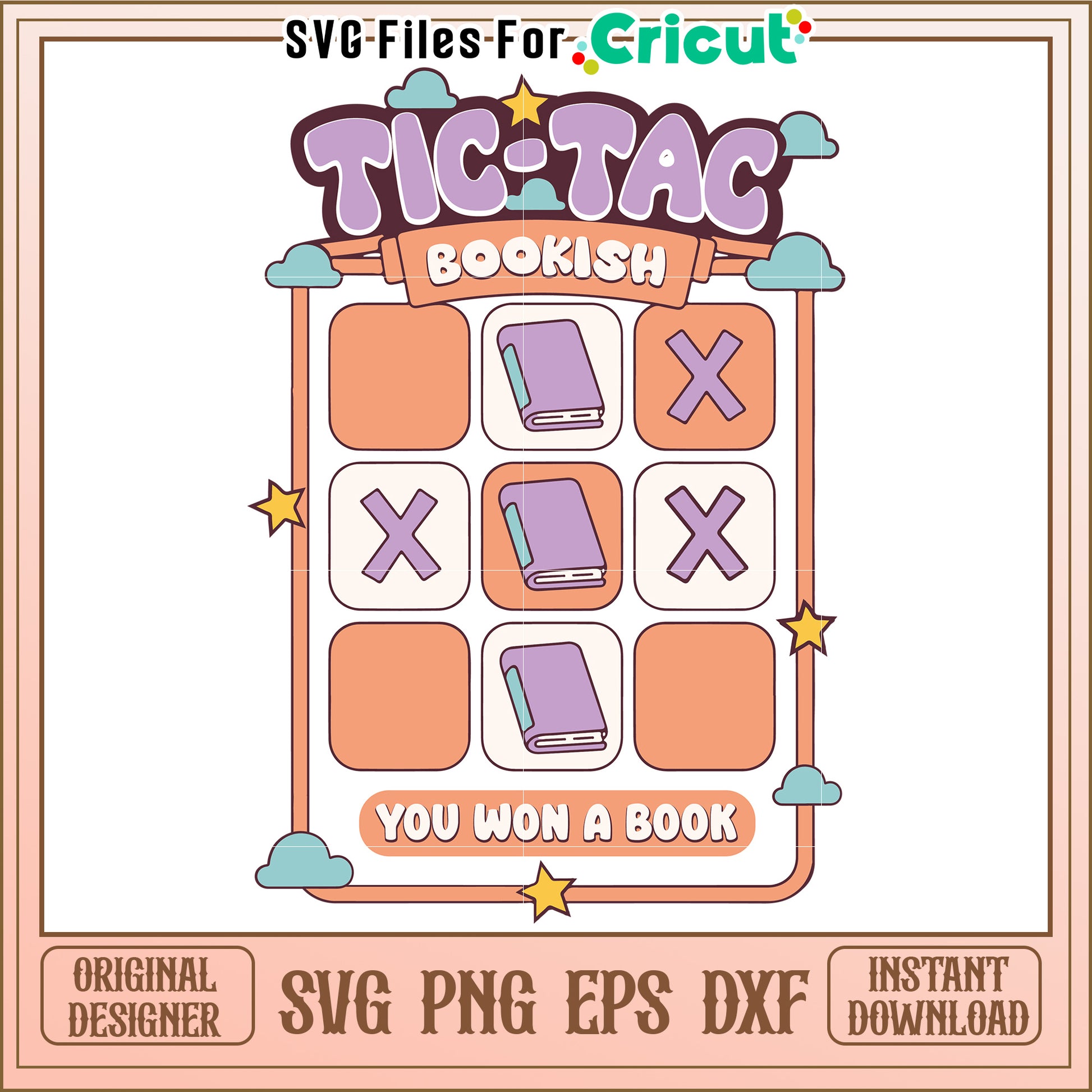 Tic Tac Toe Bookish SVG Cut File