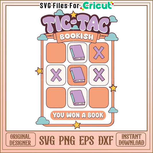 Tic Tac Toe Bookish SVG Cut File