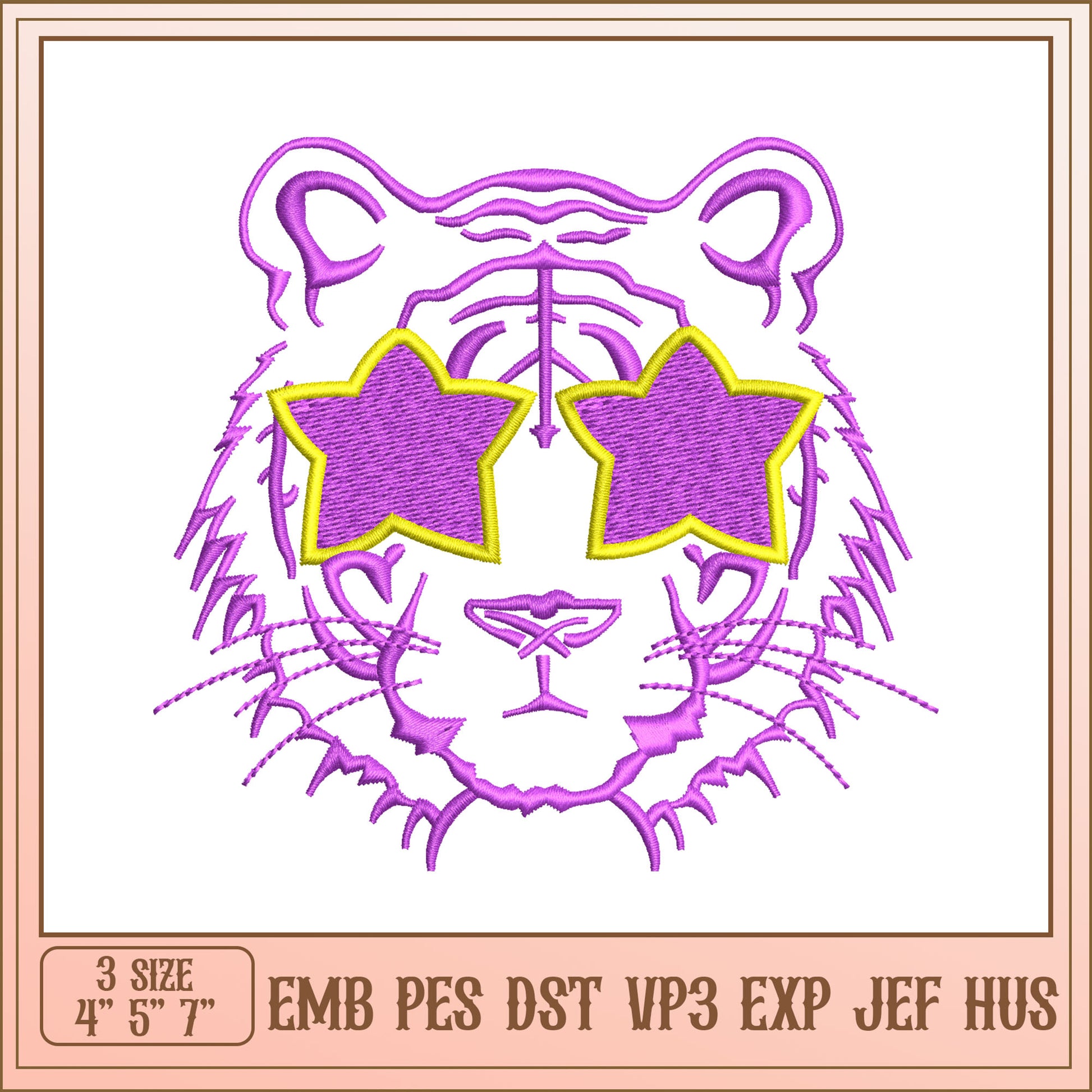 Tiger Embroidery Design, 3 Sizes
