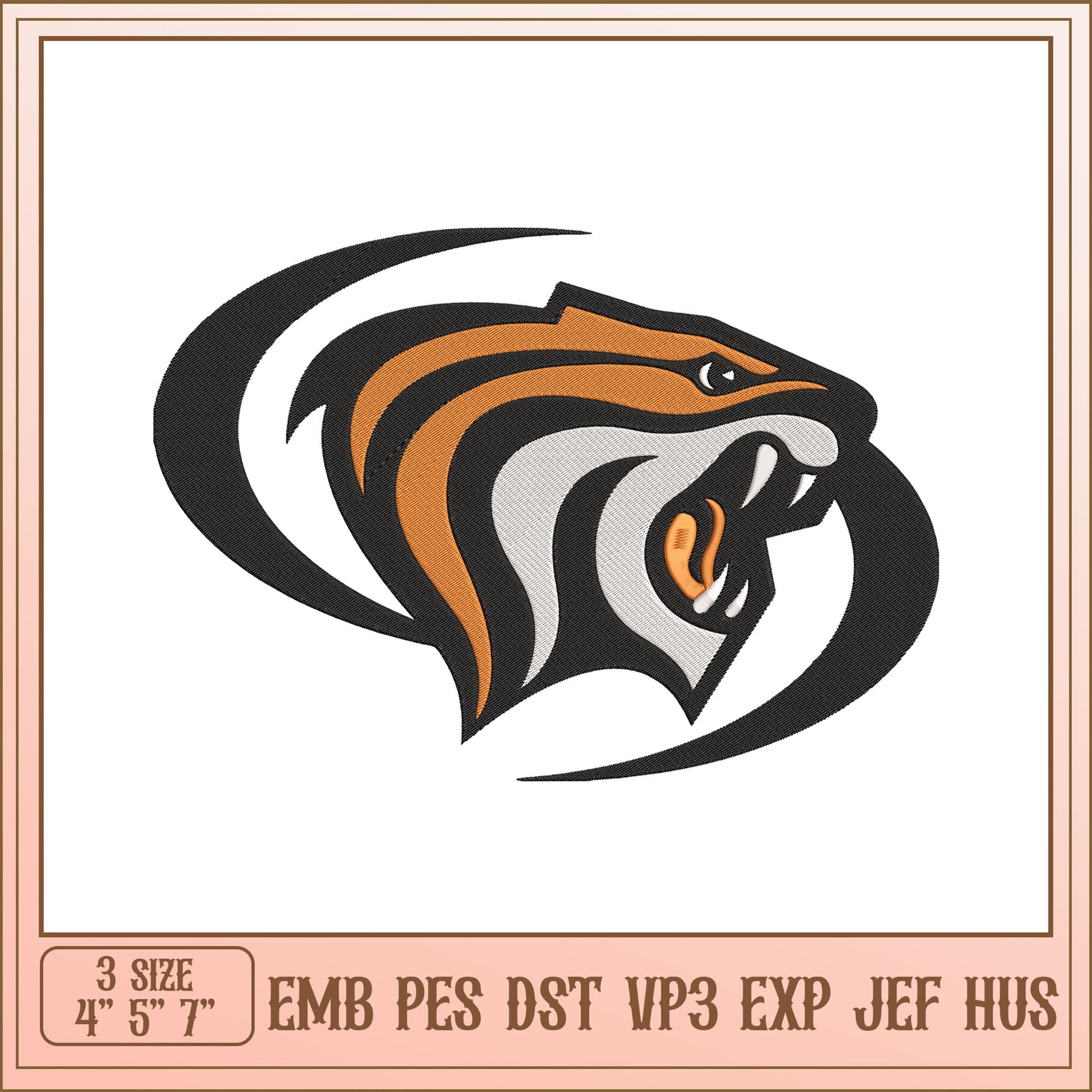 Tiger Head Embroidery Design