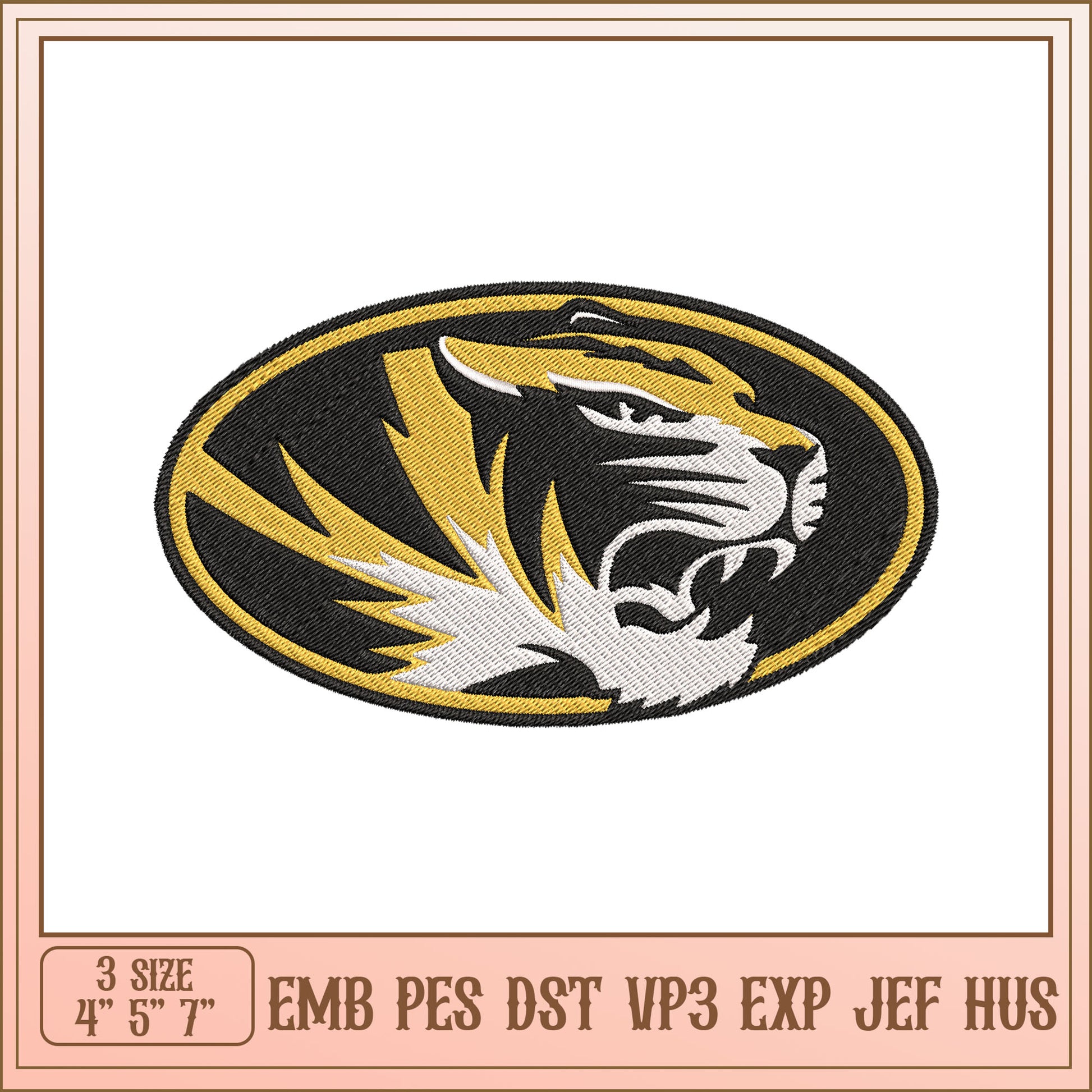 Tiger Head Embroidery Design
