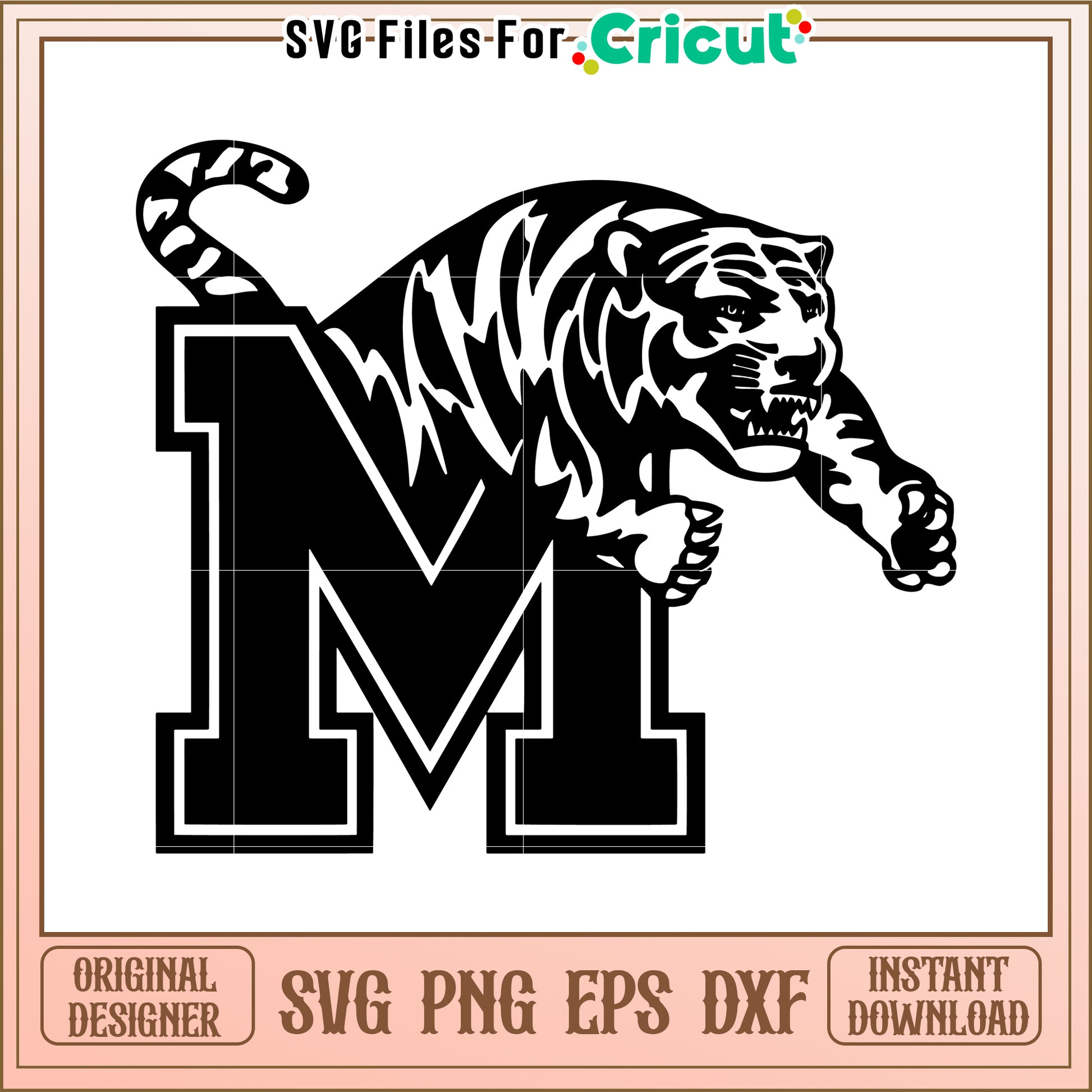 Tiger Letter M SVG Design for Cricut, Perfect for Sports and Crafts