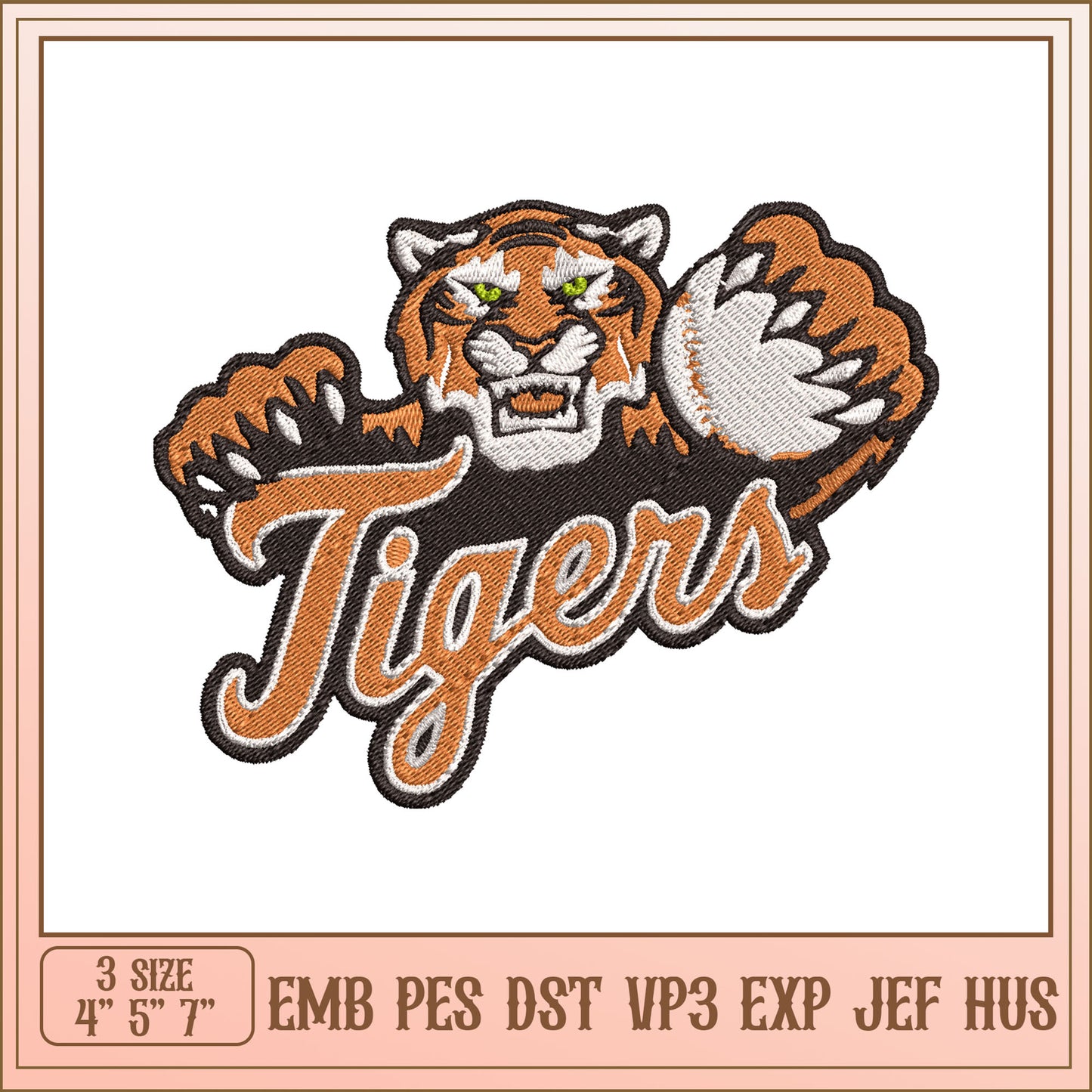 Tiger Mascot Embroidery Design