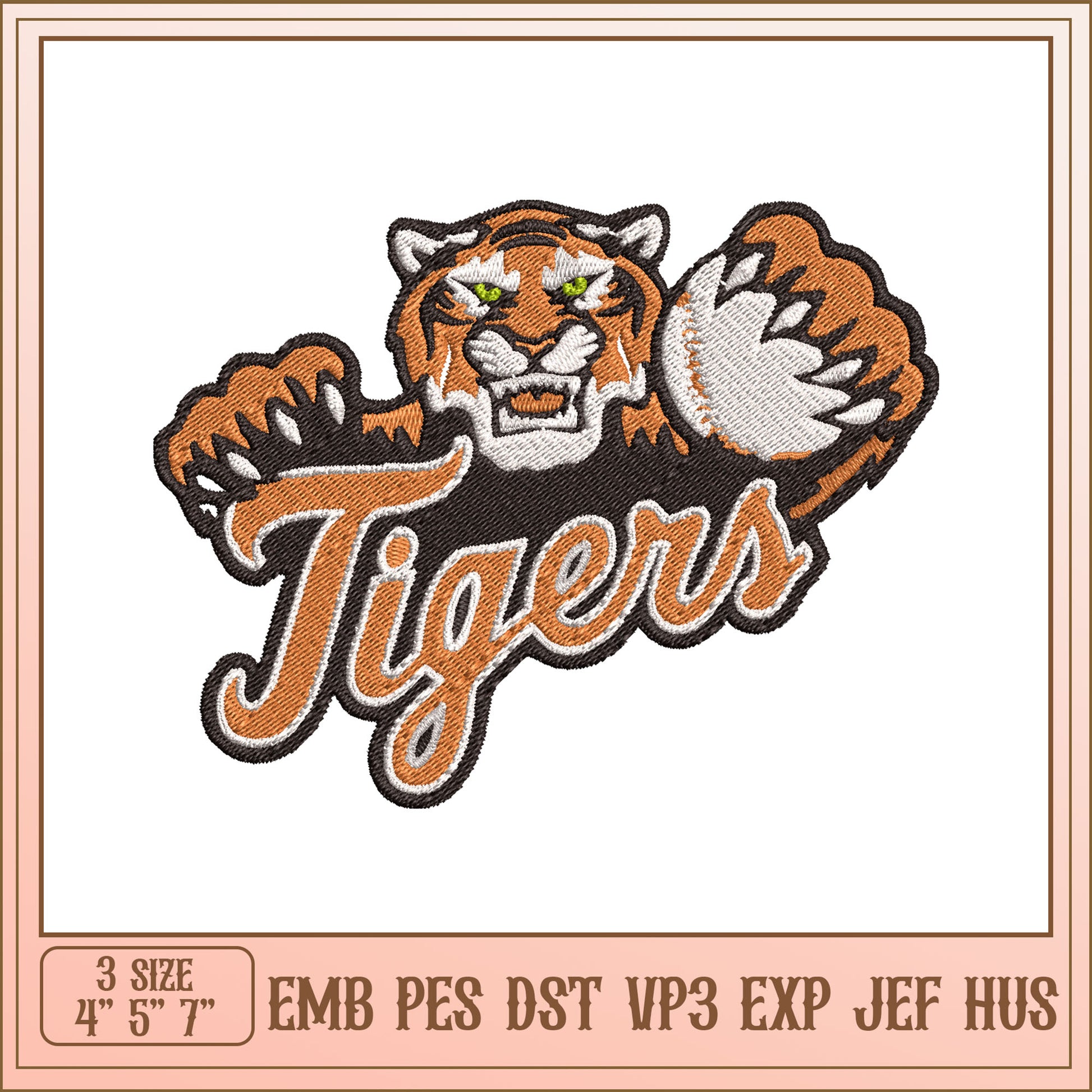 Tiger Mascot Embroidery Design