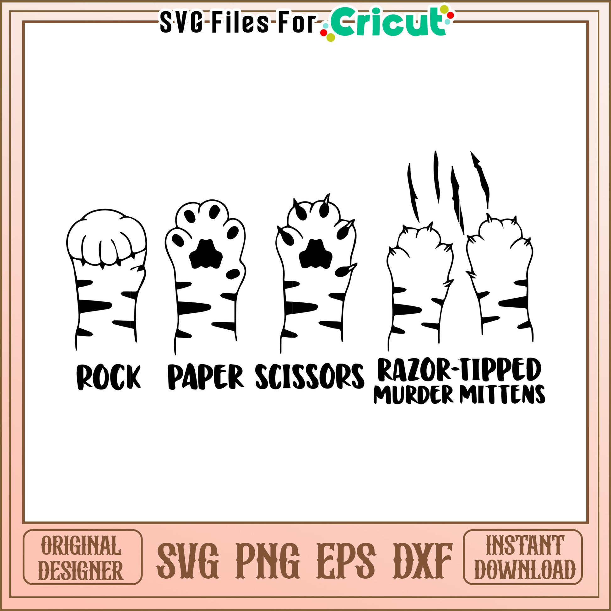 Tiger Paw Rock Paper Scissors SVG