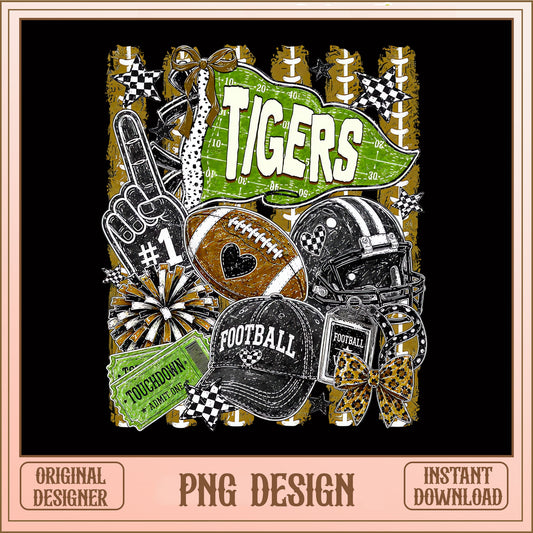Tigers Football PNG, Game Day Football Shirt, Football Mom PNG