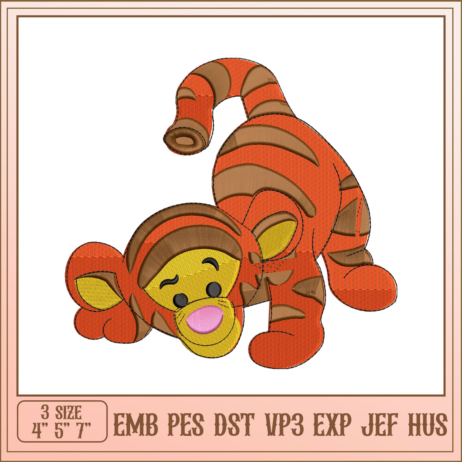 Tigger Embroidery Design 3 Sizes