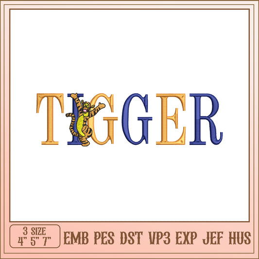 Tigger Embroidery Design 4x7 Inch