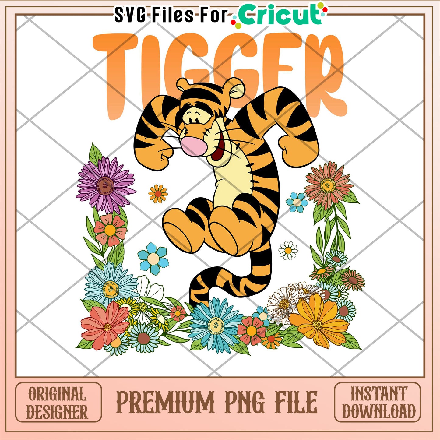 Tigger PNG Floral Design Cricut