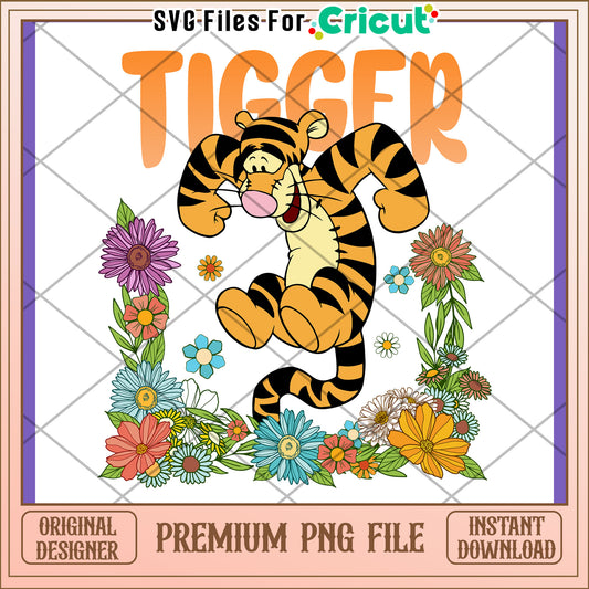 Tigger PNG Flower Design Instant Download