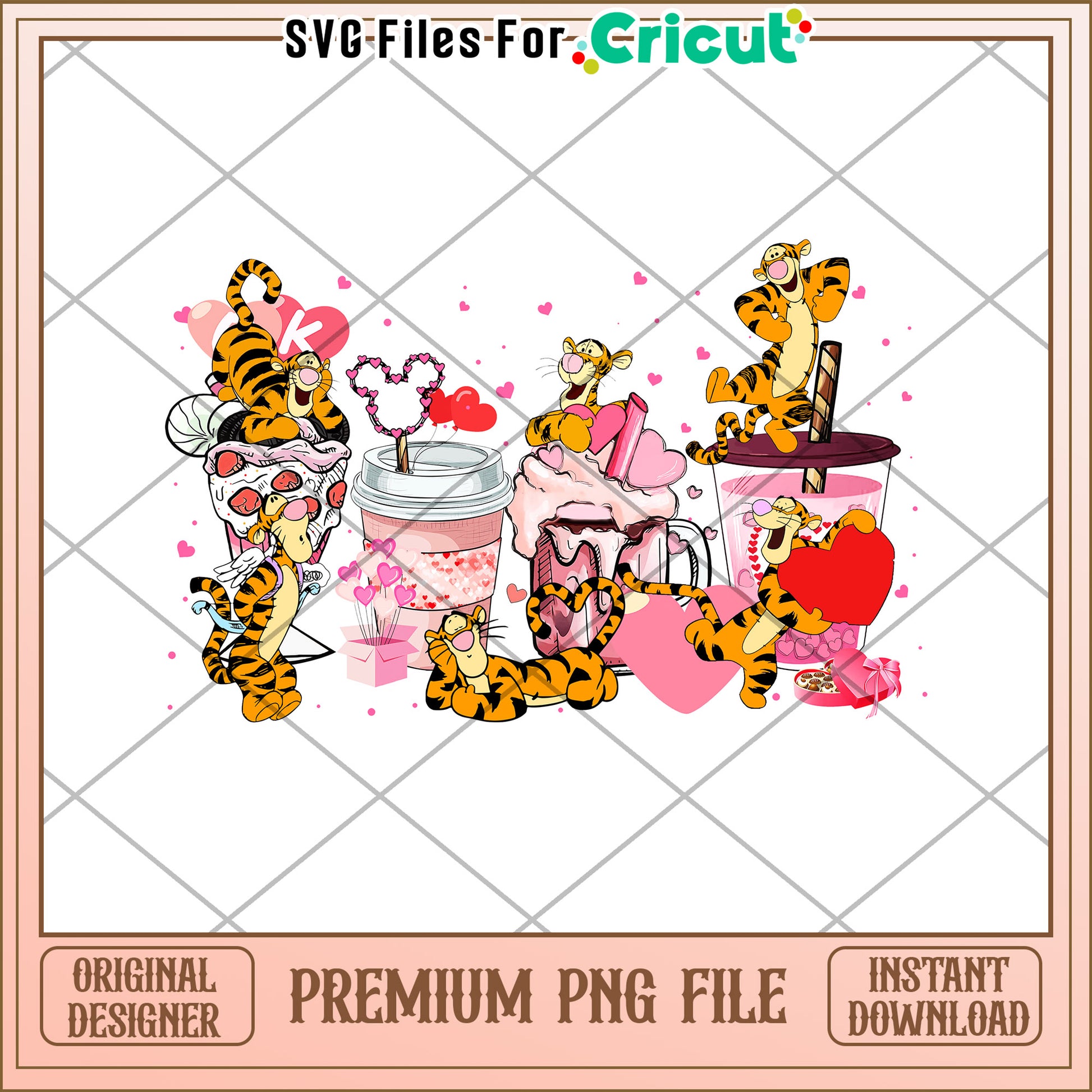 Tigger Valentine PNG Sublimation Design