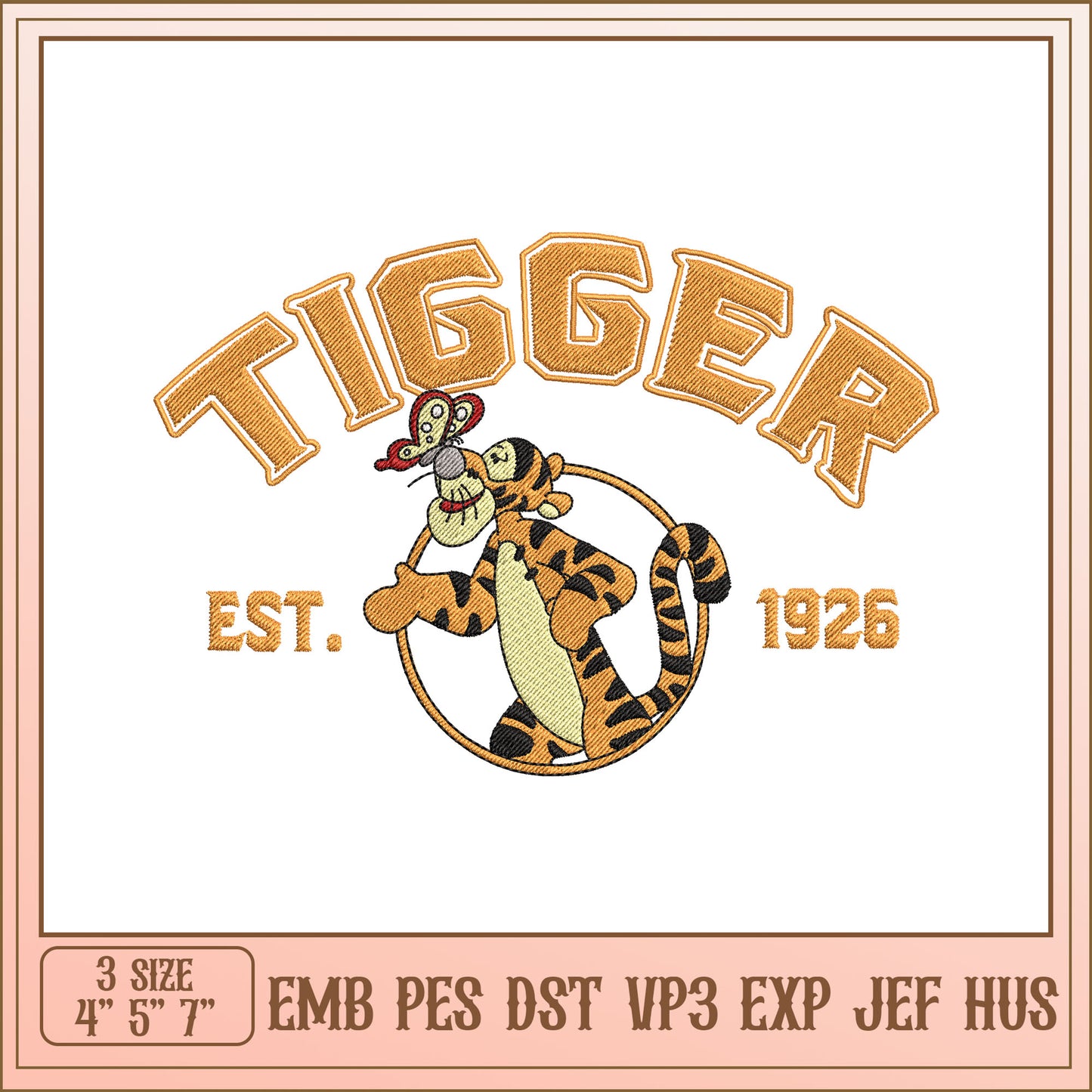 Tigger Vintage Embroidery Design for Creative Projects 1926