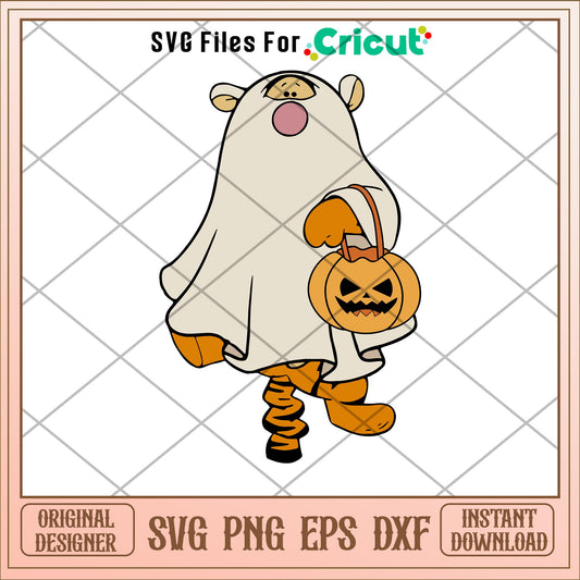 Tigger character cosplay ghost svg, tigger svg, halloween svg