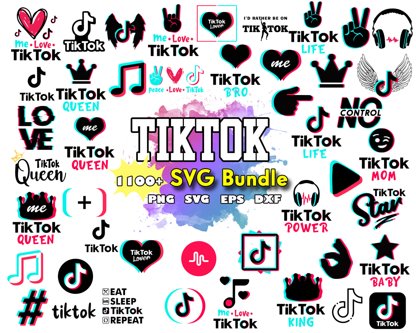 Peace love tik tok logo bundle svg, tik tok logo svg​, tik tok svg