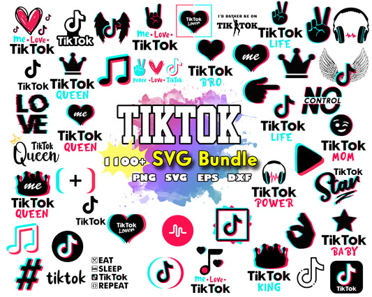 Peace love tik tok logo bundle svg, tik tok logo svg​, tik tok svg