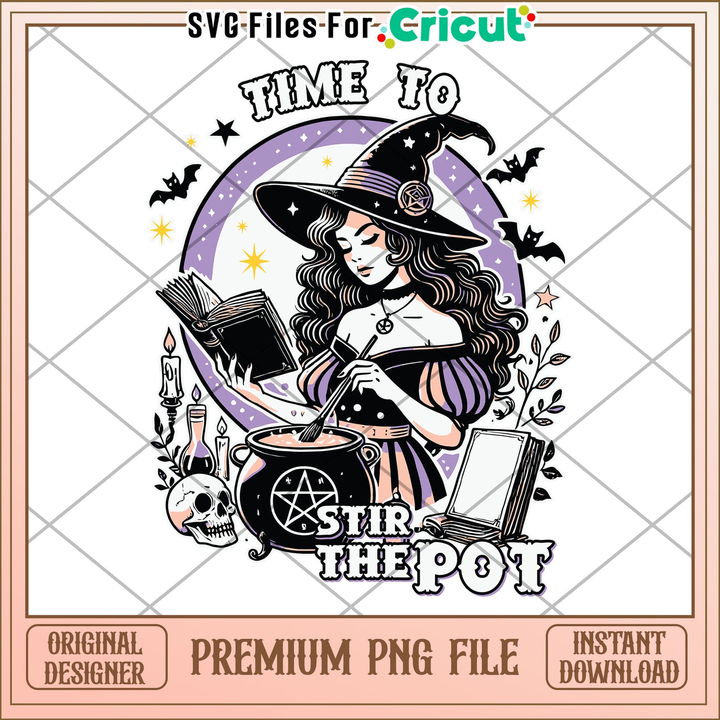 Time to stir the pot png, halloween decorations png, halloween cartoon png