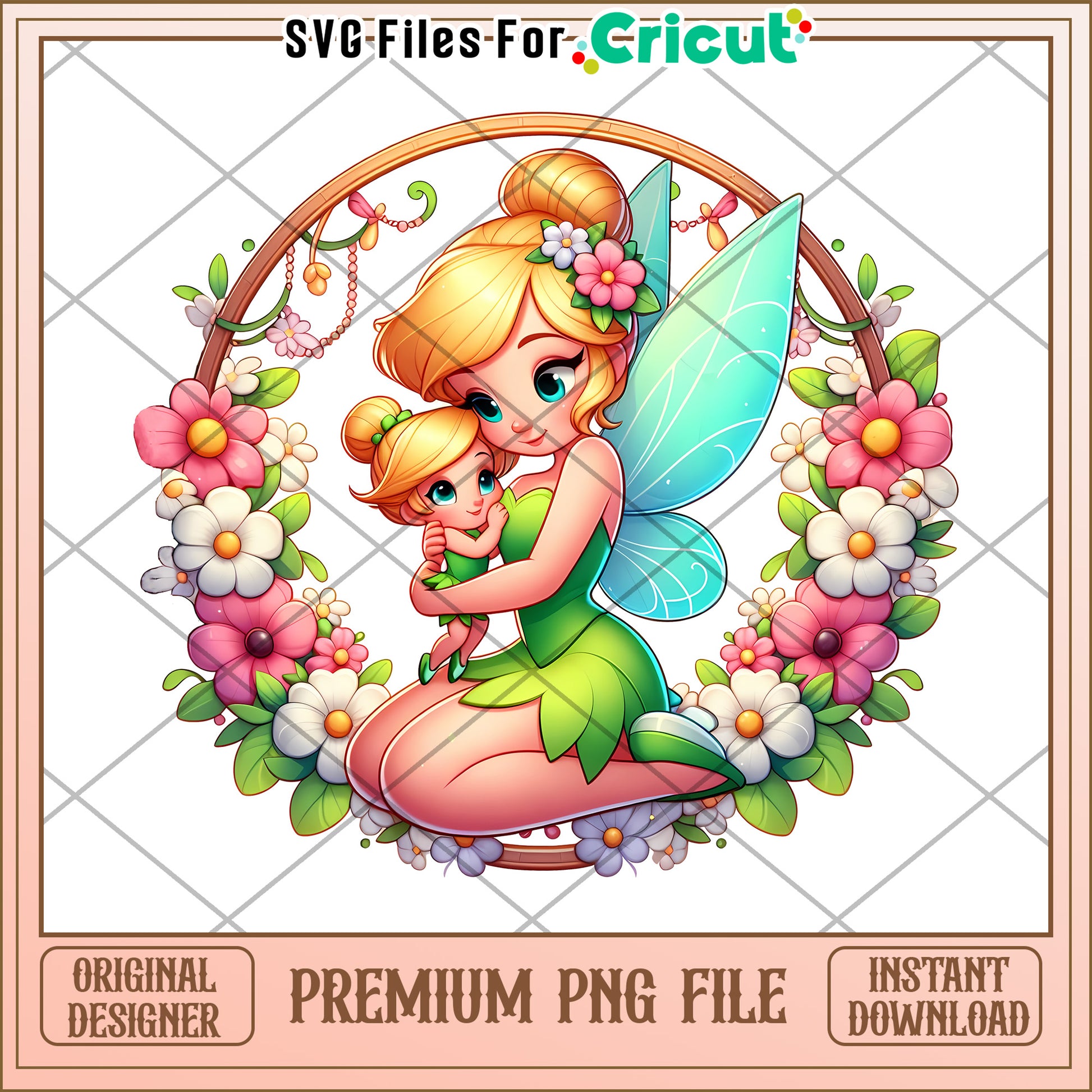 Tinkerbell PNG Flower Wreath Cricut