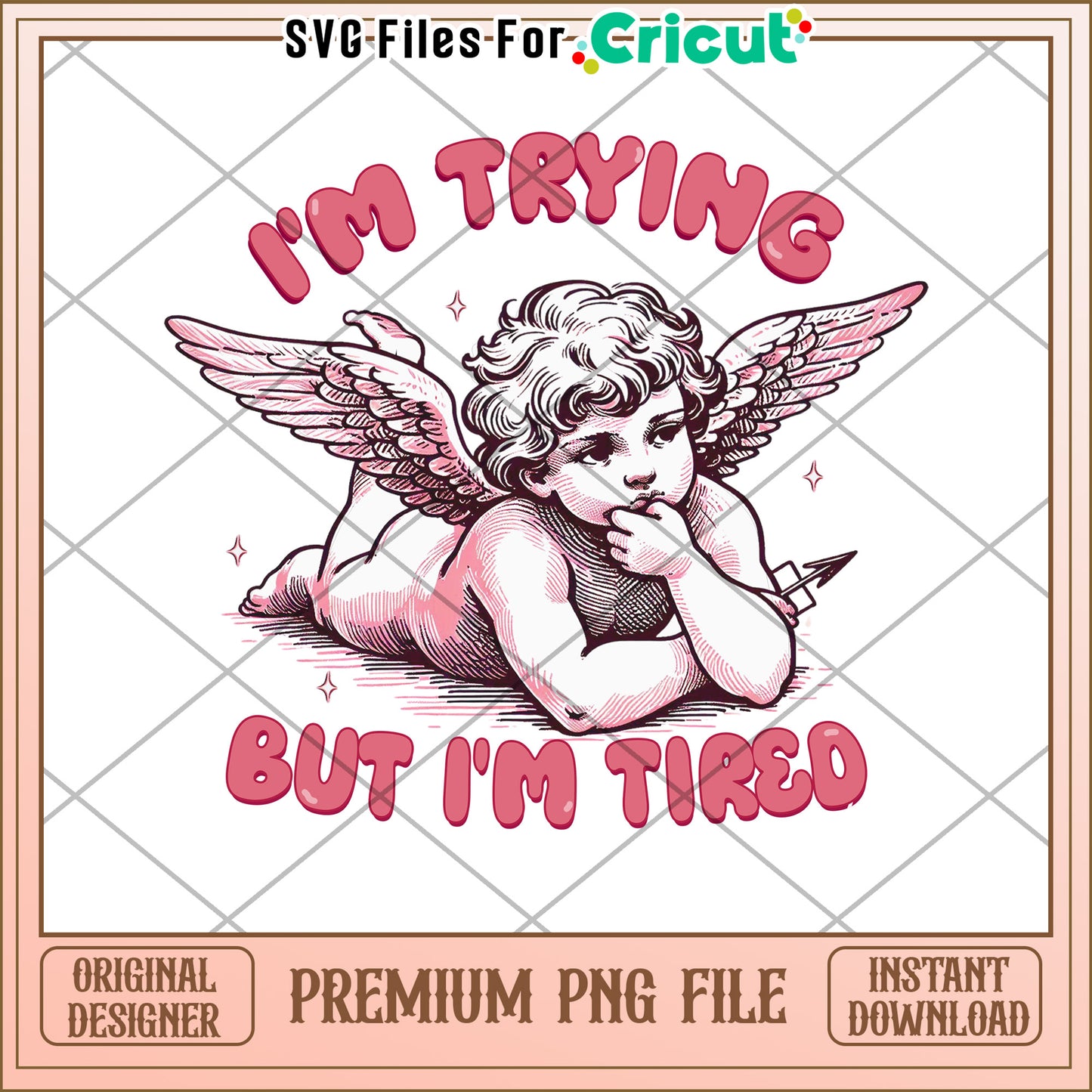 Tired Cupid PNG Instant Download