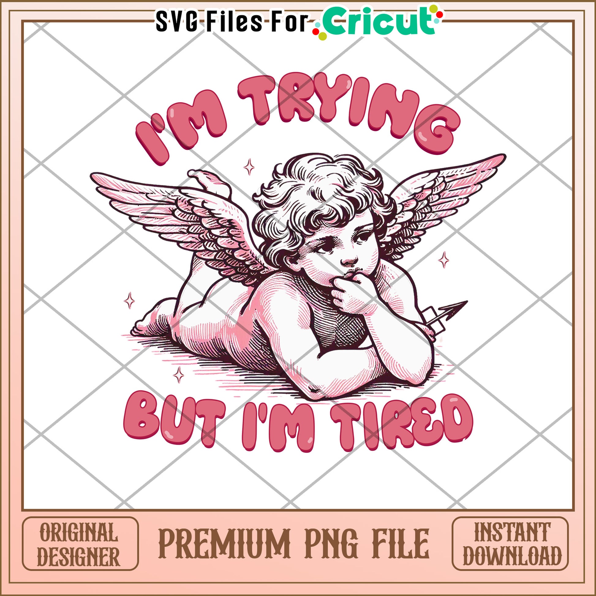 Tired Cupid PNG Instant Download