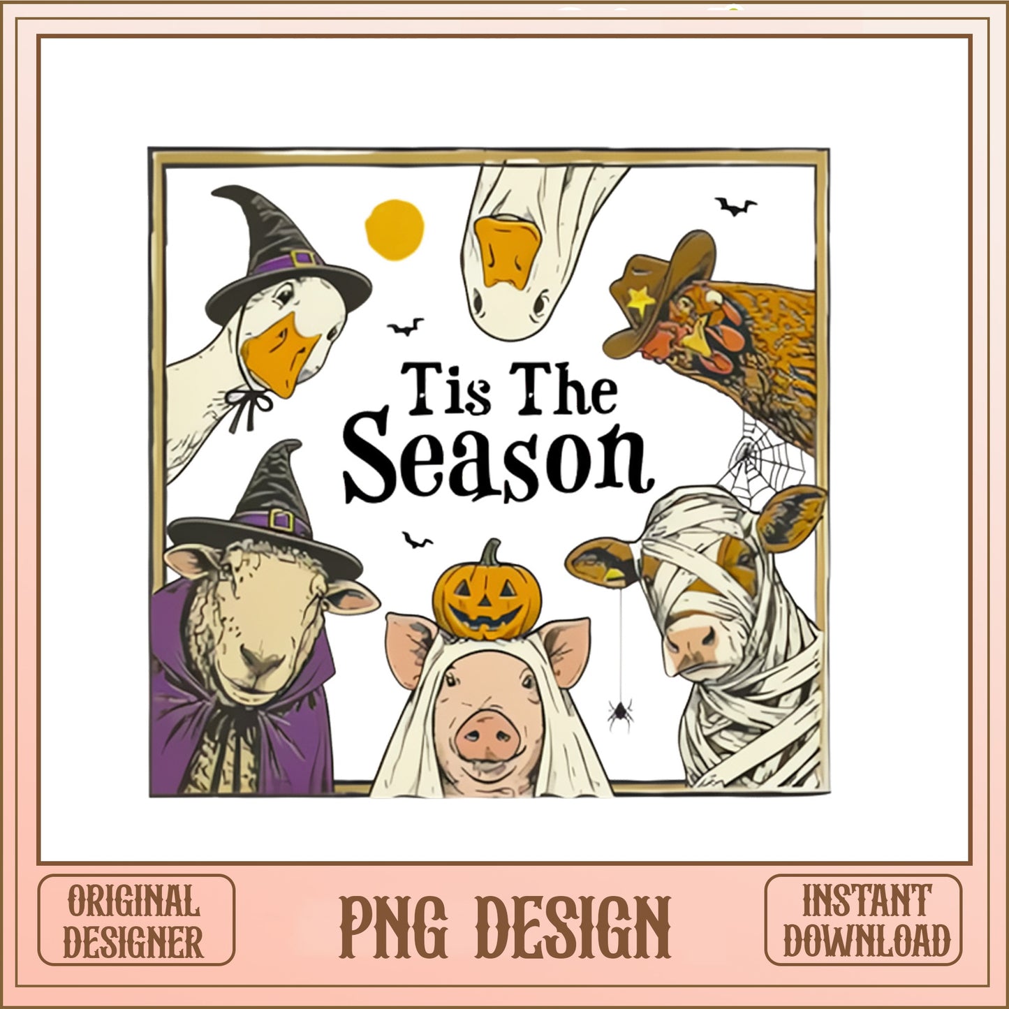 Tis The Season Halloween Farm Animals PNG, Funny Halloween PNG