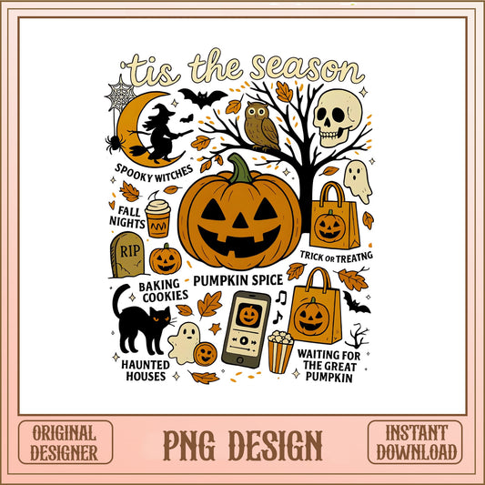 Tis The Season Halloween PNG, Spooky Pumpkin PNG, Fall Halloween PNG