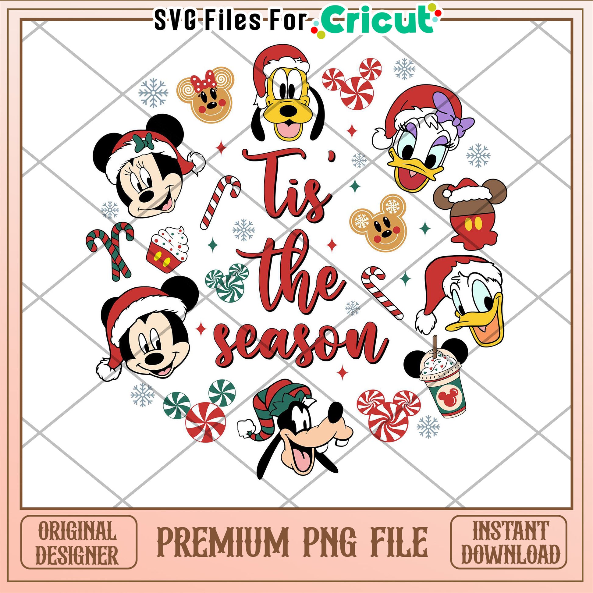 Tis the Season Disney PNG Clipart for Christmas Crafts Download