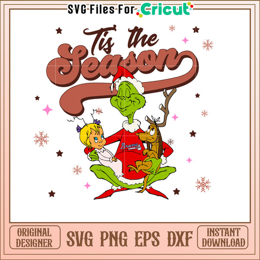 Tis the Season Grinch SVG Illustration for Christmas Decor