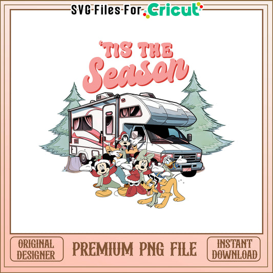 Tis the season mickey mouse png, camping disney christmas png