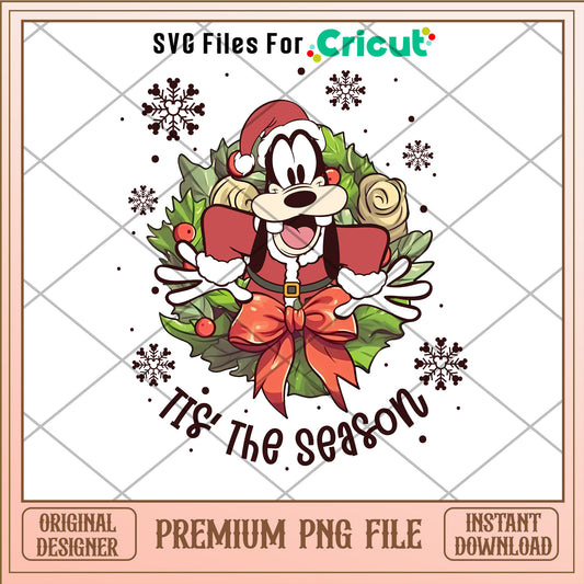 Tis the season png, groofy dog png, merry christmas png