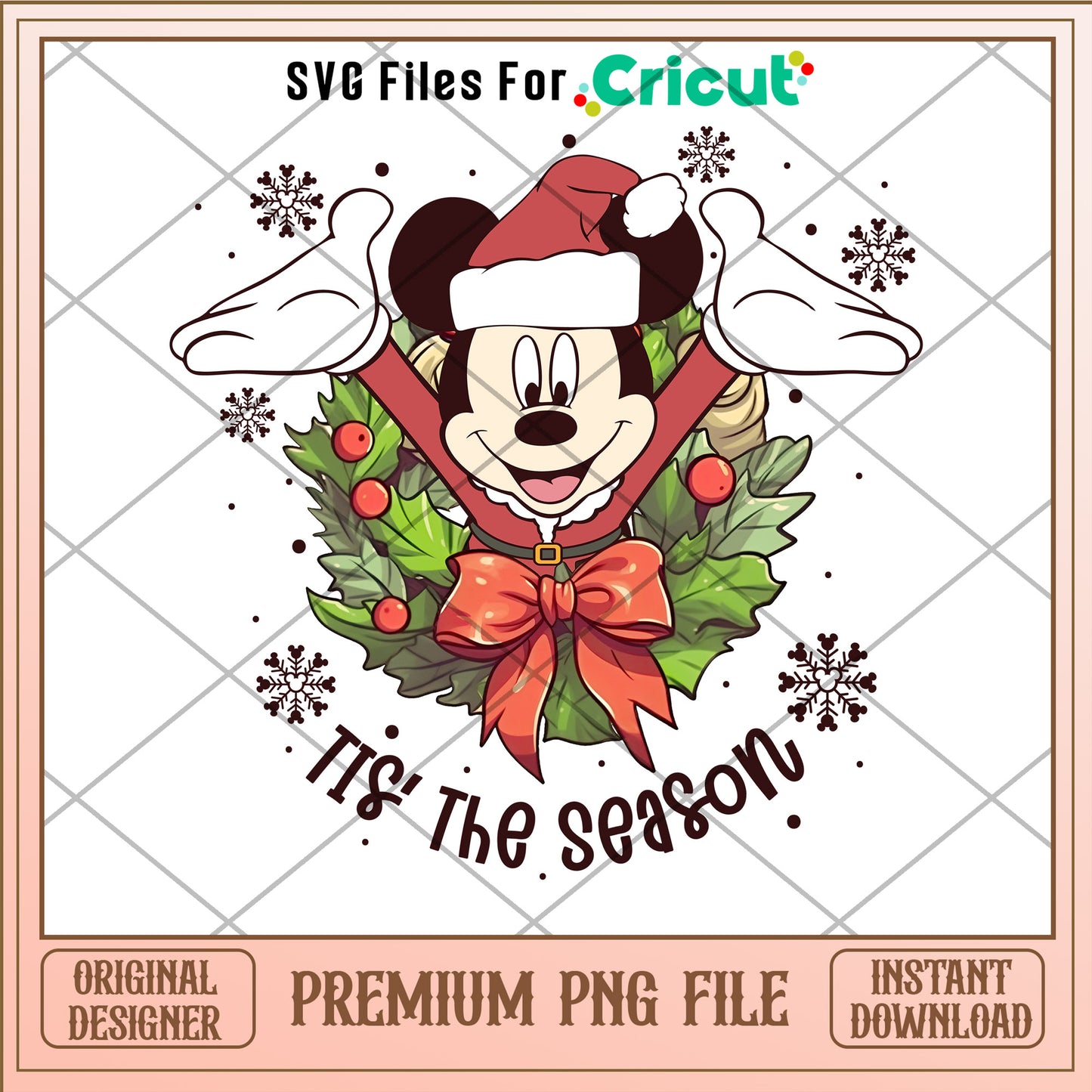 Tis the season png, mickey mouse png, merry christmas png